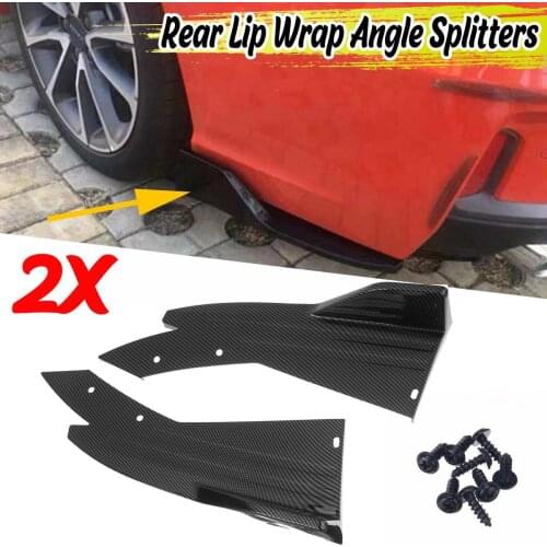 2pcs Carbon Fiber Look Universal Car Rear Bumper Lip Diffuser Wrap Angle Splitters For VW Golf MK5 MK6 MK7 For Ford For Mustang