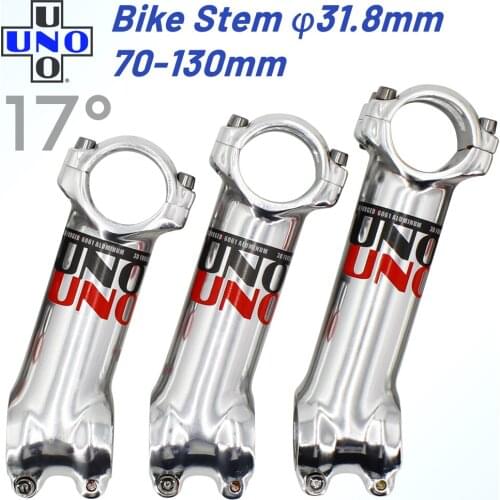 UNO Ultralight Silver Bicycle Stem 17 Degrees MTB Road Mountain Bike Handlebar Riser 70/80/90/100/110/120/130mm Bicycle Parts