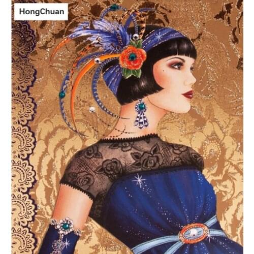 Short hair woman new DIY 5D square/round diamond embroidery mural diamond painting cross stitch mosaic home decoration gift