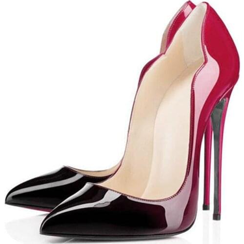 2021 Spring High Heel Pu Material Womens Pointed Party Wedding Pumps Shoe For Woman Plus Size Heels 11cm red Color 34