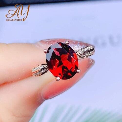 Anillos Yuzuk Silver 925 Jewelry Red Gemstone 925 Sterling Silver Ring Luxury Female Oval Zircon Finger Rings For Women Jewelry