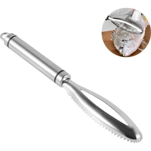 1pc Stainless Steel Fish Scale Remover Planer Scraper High Quality Utensils Manual Quick Kitchen Accessories Seafood Tools