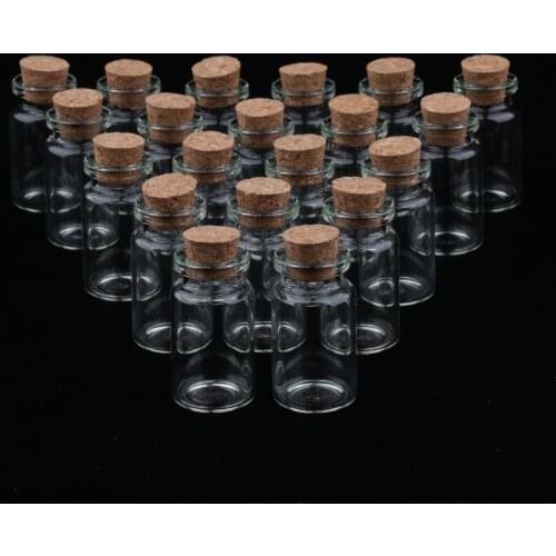 20 Pcs 7ml Mini Cork Glass Bottles Jars with Cork Stoppers for Sample Craft
