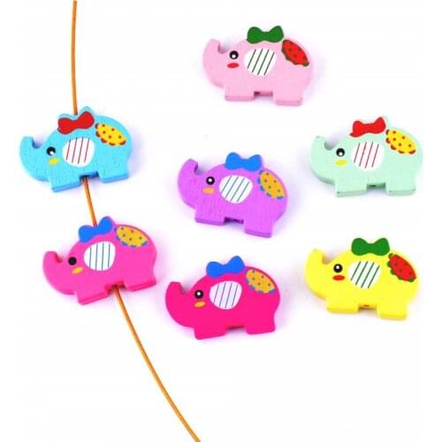 Free Shipping 20pcs Hot New Random Mixed Multicolor Cute Animal Elephant Wood Beads Jewelry Fashion DIY Craft 30x21mm