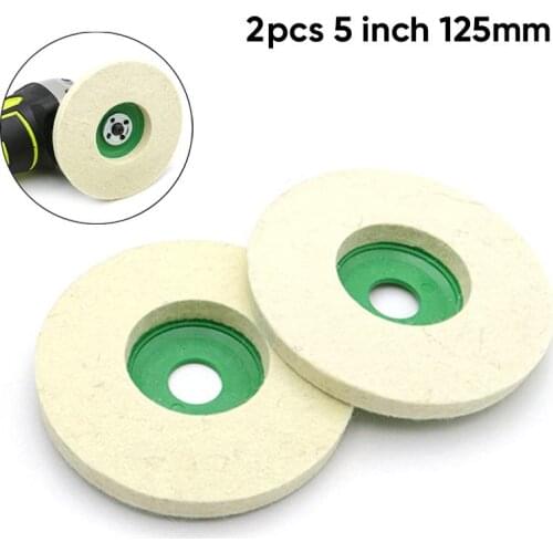 2pcs 5 Inch 125mm Wool Polishing Pads Buffing Angle Grinder Wheel Felt Polishing Disc Pad For Rotary Tool
