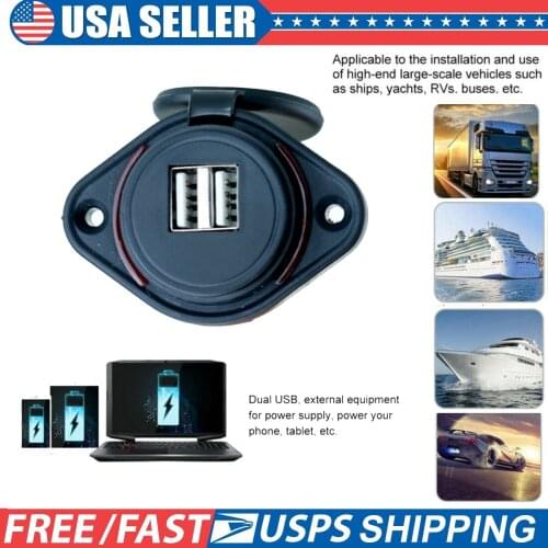 3.1A Dual USB Charger Power Socket Adapter Car Boat Outlet Panel Sockets Power for 12-24V Car Boat Motorcycle Cigarette Lighter