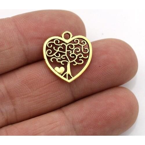 40pcs Antique Silver Plated Tree of life Heart Charm Pendants Jewelry Accessories Making Bracelet DIY 18X16mm