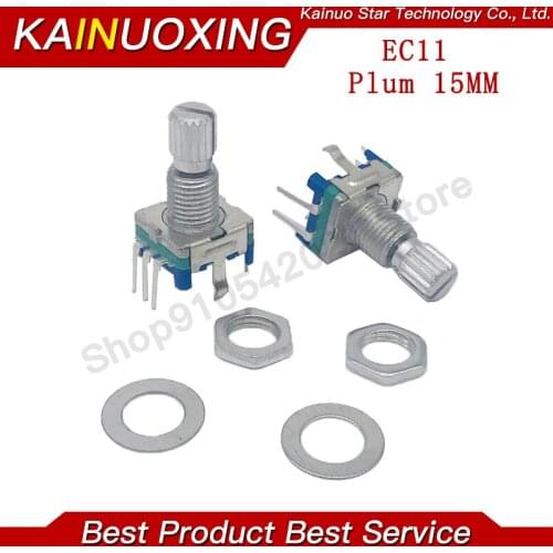 5PCS Plum handle 15mm rotary encoder coding switch / EC11 / digital potentiometer with switch 5 Pin