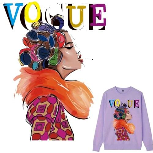 Watercolor Fashion Girl Patches Thermal Stickers on Clothes Iron-on Transfers for Clothing Thermoadhesive Patch Diy Applique