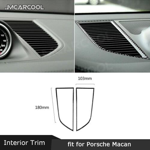 Car Dashborad Center Console Outlet Air Vent Carbon Fiber Trim Frame stickers For Porsche Macan 2015-2018 Interior Accessories