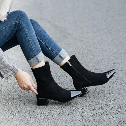 Round Toe Sock Boots for Woman Fashion Sexy High Heel Ankle Boots Women Black Beige Brown Stretch Boots 2021 Autumn New