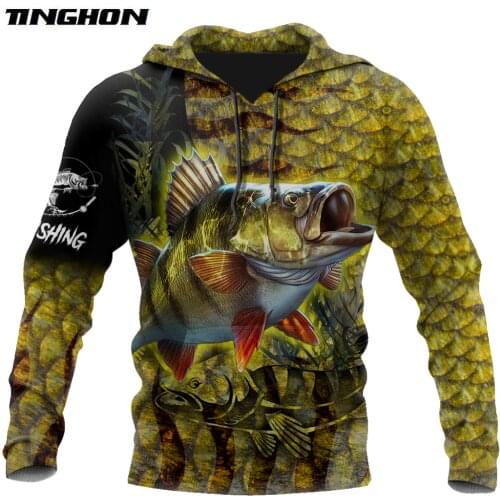 Brand Hoodie Yellow Perch Fishing on skin 3D Printed Mens Zip Up Hoodie Harajuku Streetwear Unisex Casual Tracksuits WS48