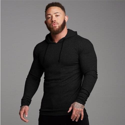 Brand Mens Sports Long Sleeve Hooded Sweaters Spring Autumn Pullovers T Shirt Simple Clothing Slim Casual Loose Male T Shirts