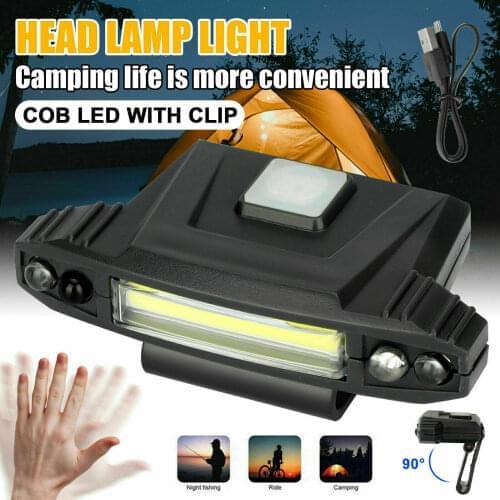 C2 USB Rechargeable LED Headlamp Headlight Sensor Portable mini XPE+COB Hat Light Clip-on Cap Head LED Light Waterproof Camping