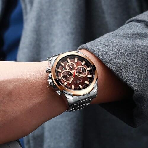 Stainless Steel Mens Watch CURREN New Sports Watch Chronograph and Luminous pointers Wristwatch Fashion Mens Dress Watches