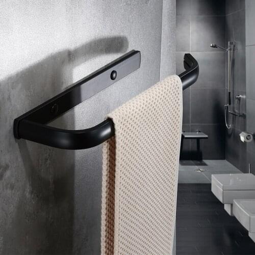 Black space aluminum towel ring Matt black European bathroom towel rack towel ring