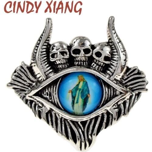 CINDY XIANG New Fashion Vintage Eyes Shape Brooches For Women And Men Hip Hop 2-color Eyes Skull Office Causal Funny Brooch Pins