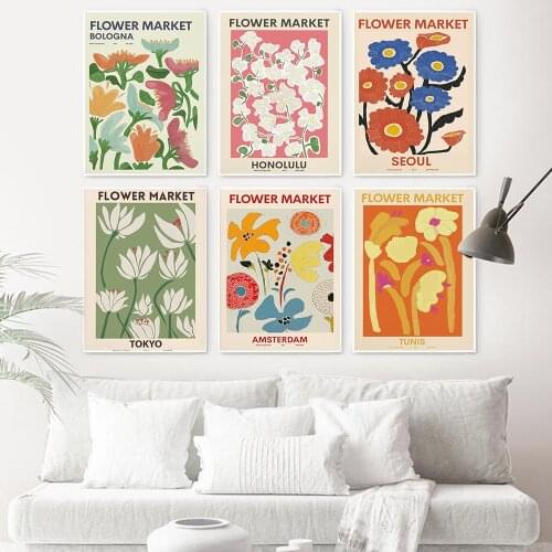 Flower Shop Sign Florist Gift Flower Market Amsterdam Tokyo Seoul Copenhagen Canvas Painting Wall Art Posters Home Decoration