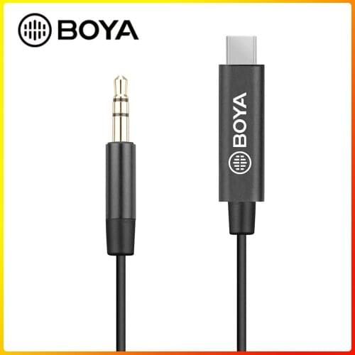 3.5mm TRS to USB-C Adapter Cable BOYA by-K2 3.5mm Male to USB-C Male Cable 20cm for 3.5mm Microphones