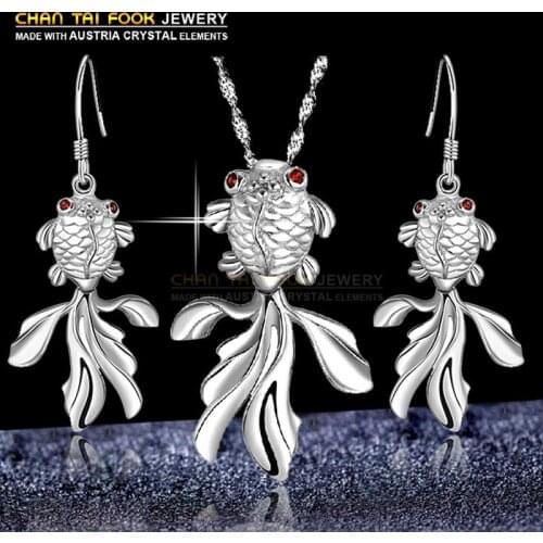 IREACESS New Arrival brand Wedding Jewelry Sets for women cute fish silver plated Necklace + Earrings Set