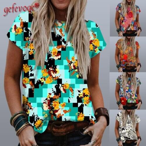 Summer Fashion Plaid Pattern Print Womens Clothing 2021 Casual Short Sleeve T Shirts Streetwear O Neck Loose Harajuku Lady Tops