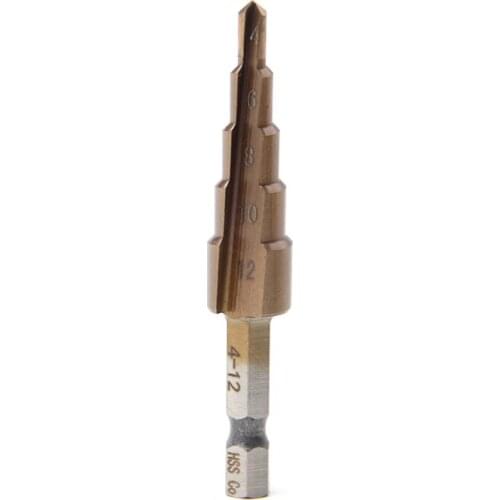 M35 HSS-CO Step Drill Bits 4-12mm metalworking Stright groove 1/4'' hex Shank Stainless steel tapping Cobalt plating