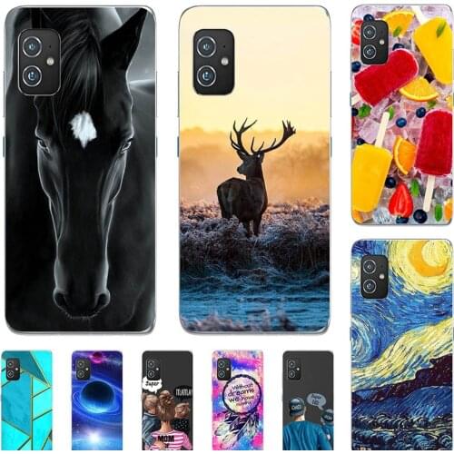 Fashion Bumper Cute Case For ASUS Zenfone 8 ZS590KS 5.9" Case Soft Silicone Cat Horse Flower Cover Back Shell