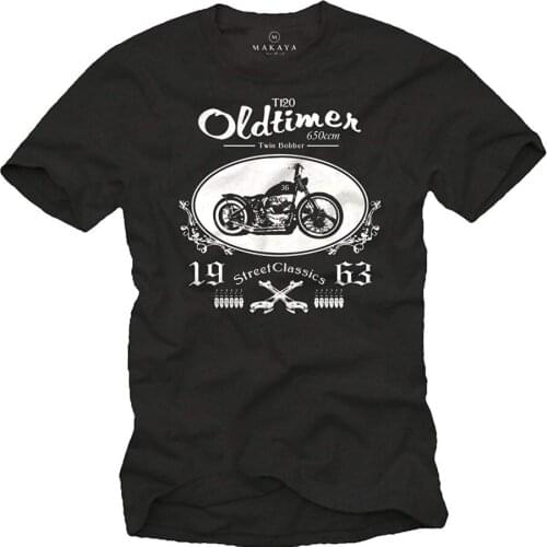 Old School Rockabilly Biker Chopper T-Shirt for Men Twin Bobber Black Tshirt Homme 2019 New Casual Short-Sleeved Men Men Cool