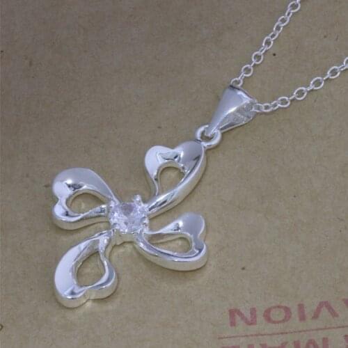 AN065 stearling silver color color Necklace silver color color fashion jewelry pendant four thoughts /asjajjqa adhaiuoa