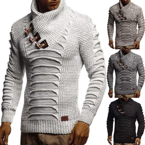 Male Autumn Winter Vintage Retro Sweater Men Casual Sweater Pullovers Solid Jumper Thicken Warm Sweaters