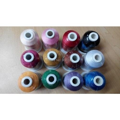 Embroidery beginner thread set with Brother color 12 Satin Threads and easy-tear away embroidery backings and plastic bobbins