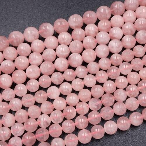 Natural Madagascar rose quartz Round Loose Beads pink crystal Gemstone For Jewelry Making DIY Bracelet Necklace