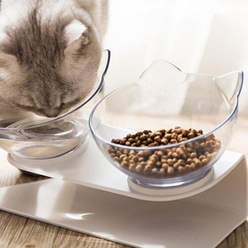 Non-Slip Double Dog and Cat Bowl Feeder with Inclined Cat Water Bowl for Cats Food Bowls for Dogs Feeder Protection Cervical