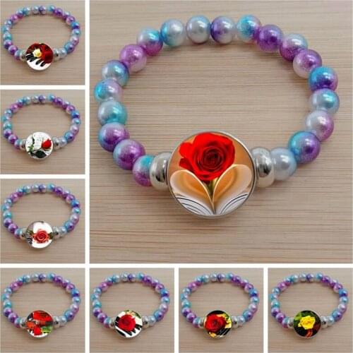 New Rose Love bracelet cabochon glass bracelet colorful beads bracelet gift