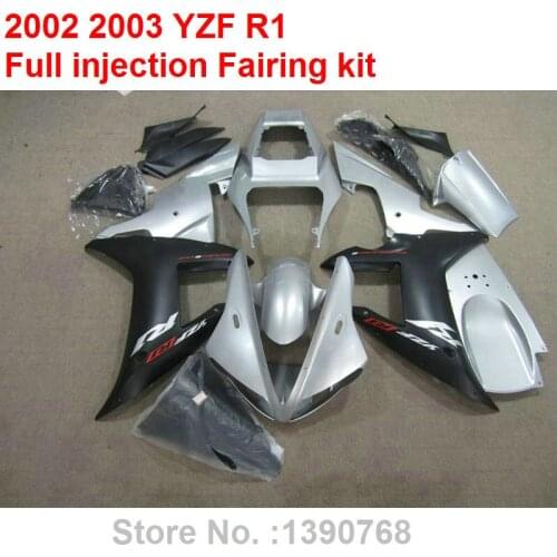 Bodywork kit for Yamaha injection mold fairings YZF R1 02 03 silver black motorcycle fairings kit YZFR1 2002 2003 BC09