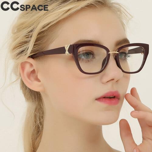 45605 Retro Cat Eye Anti-Blue Light Glasses Frame Womens Rhinestone Decoration Style Optical Fashion Computer Glasses