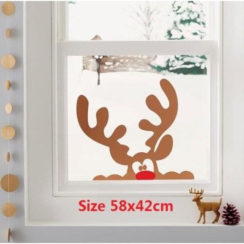 Peeping Reindeer Window Sticker-Decal-Wall -Christmas-Animal-Cute window -Xmas sticker-Window -Red Nose
