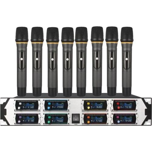 Professional wireless microphone series 8 channel microphone 8 handheld wireless microphone stage show karaoke