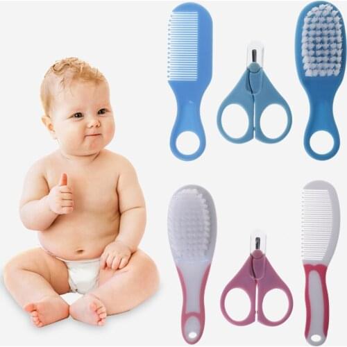 1 Set Baby Grooming Brush Comb Scissors Professional Newborn Nursing Care Nail CutterClippers Safe Portable Massage Supplier
