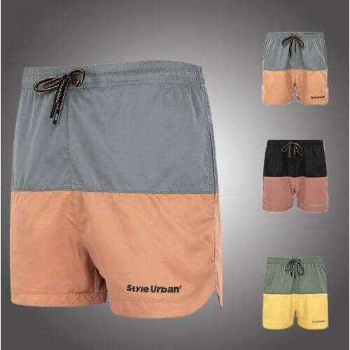Mens Shorts 2021 Summer Casual Slim Beach Shorts Patchwork Elastic Waist Male Jogger Shorts Fashion Fitness Bermuda SweatShorts