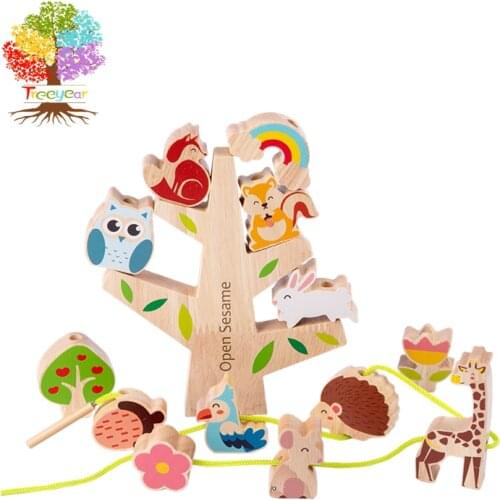 Treeyear 14 Piece Wooden Stacking and Balancing Toy & Educational Game Toy- Early Learning - Develops Strategic Thinking & Fine