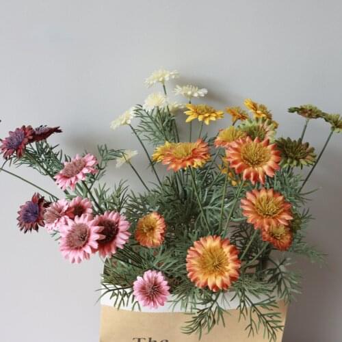 1pc 7 heads Cornflower Artificial Flower Branch for Wedding Flower Arrangement Home Table Decoration Fake Daisy