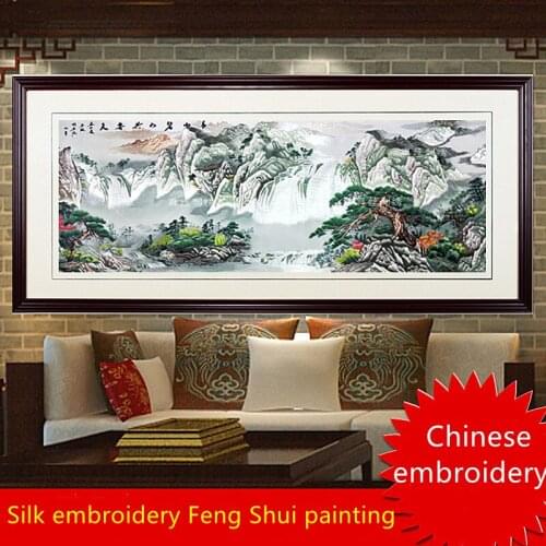 Embroidery Landscape Painting Chinese Painting Horse to Success Living Room Study Hotel Tea Restaurant Mural Gift Painting SP084
