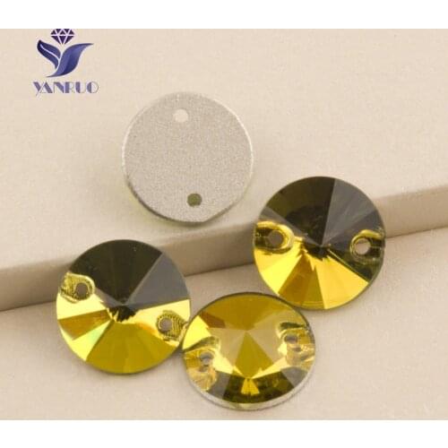 YANRUO 3200 Rivoli Light Topaz Sewing Beads Rhinestones Sewn Glass Sewing Accessories Crystals Stones For Clothes