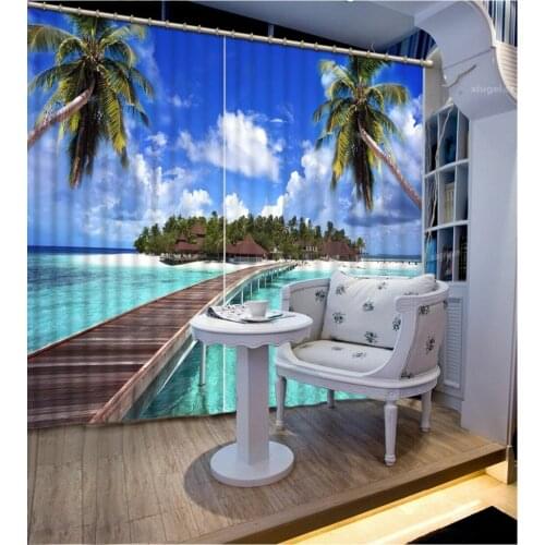 Custom Curtains Seaview Mu Banqiao Scenery Beauty Digital Photo Printing Blackout 3D Curtains for Living Room Bedding Room Hotel