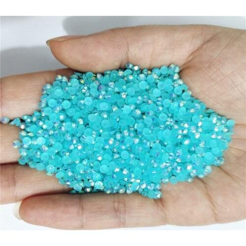 Jelly Aquamarine AB Color 2mm,3mm,4mm,5mm,6mm Facets Swarovsky FlatBack Resin Rhinestone Nail Art Garment Decoration Stones