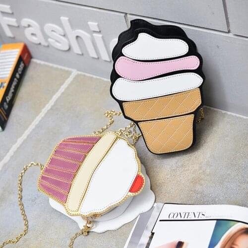2020 Cute Ice Cream Cupcake Women Bag PU Leather Small Chain Clutch Girl Messenger Crossbody Shoulder Bags Female Purse Handbags