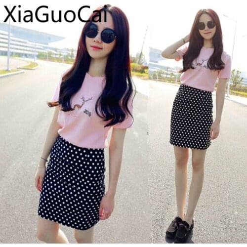 Women Clothing Sets 2019 New Korean Fashion Womens Playful Temperament Small Fresh Suit Summer Skirt Two Piece Suit