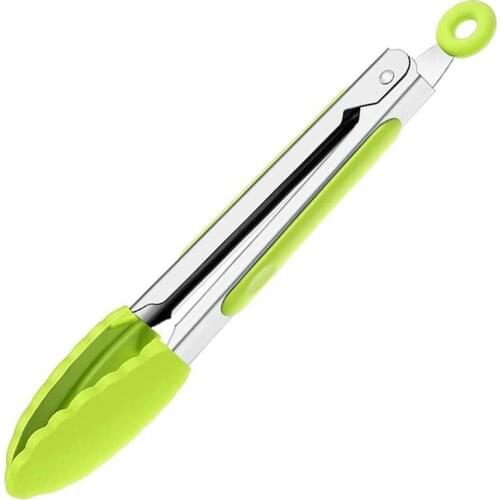 1pc Kitchen Tongs Stainless Steel Non-Stick Silicone Food Tongs Cooking Tongs BBQ Accessories Kitchen Utensil Cooking Tools
