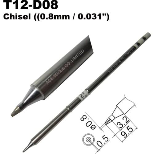 10 PCS T12-D08 Screwdriver 0.8mm Soldering Tip for HAKKO FX-951 FX-950 FX-952 FX-9501 FM-2028 FM2027 Handle Iron Bit Replacement